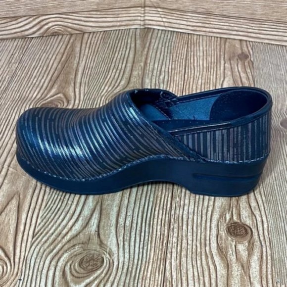 DANSKO Black & Silver Metallic Stripe Clogs 37 SB2 - Picture 6 of 9